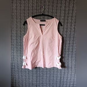 Ivanka Trump Sleeveless Blouse Side Ties Red White Stripes Size Large